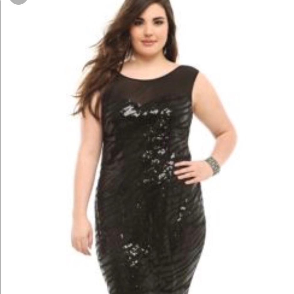 Black Sequin Zebra Striped Torrid Dress